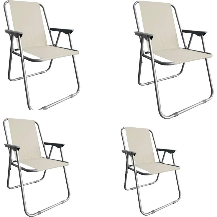 Campingstuhl Anglersessel Gartenstuhl Sessel mit Armlehne beige 4er Set