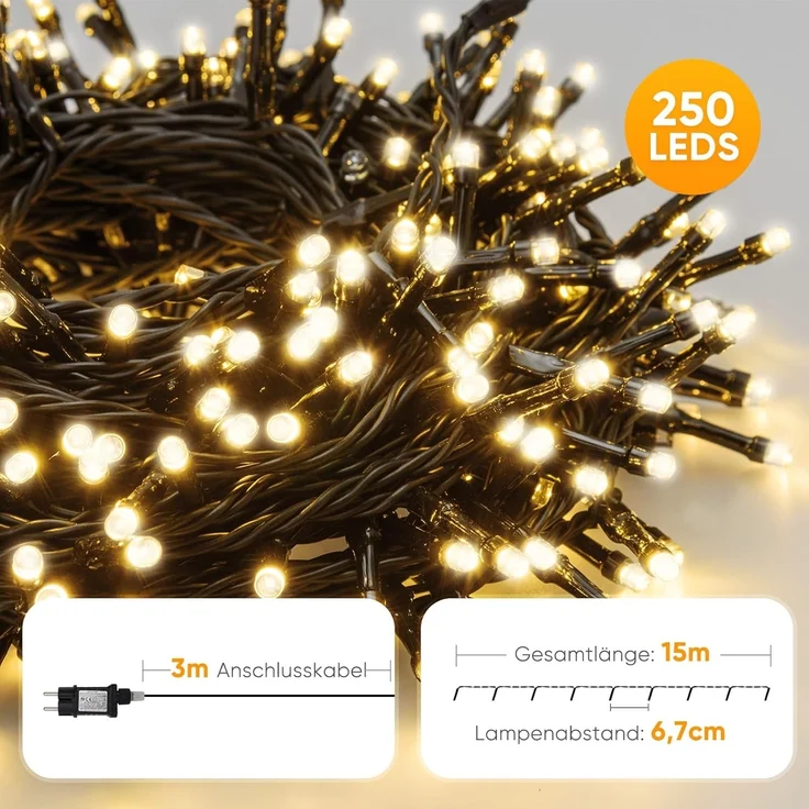 SALCAR 15m 250er LED Lichterkette Außen – Bild 2