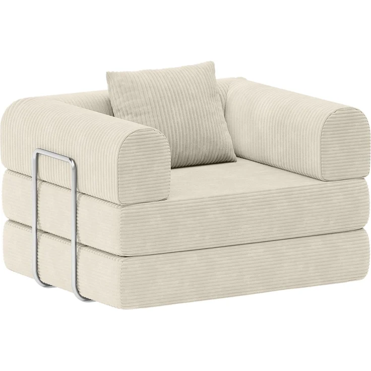 skølm 'Lofn' Modularer Sessel 1 Sitzer, 115x100 cm, Vollschaumcouch mit Metallgestell, Cord beige, Schlafsessel vakuumverpackt, kein Aufbau erforderlich – Bild 11