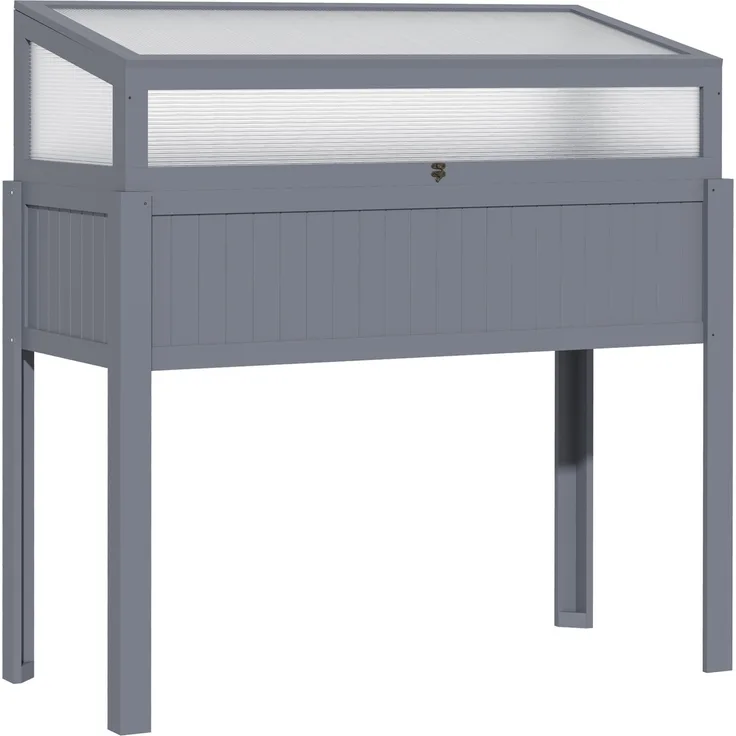 Outsunny Hochbeet, Tannenholz, PC-Panel, Grau, 120L x 54B x 122H cm