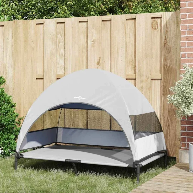 vidaXL Hochgelegtes Hundebett Silber Grau 127 x 81 x 108 cm 42008222 – Bild 2