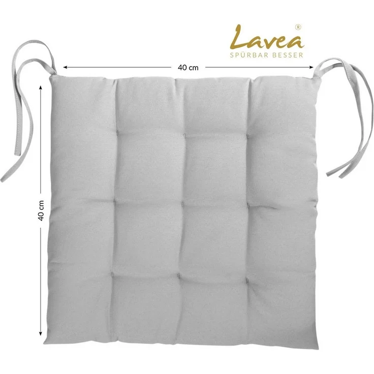 Lavea Stuhlkissen MONACO - weich gepolsterten Sitzkissen Set (4er & 8er), 40x40x3 cm, mit Stoffbändern, Indoor & Outdoor, für Garten & Balkon – Bild 3