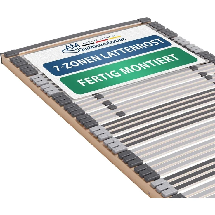Ergonomischer 7-Zonen Lattenrost - 110x200 cm - fertig montiert - 44 Leisten - NV Starr - Holmabsenkung für Schulter und Becken - 110x200 cm – Bild 1