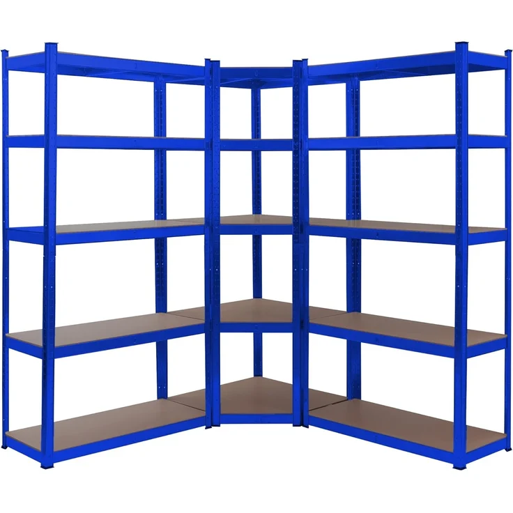 Arebos Schwerlastregal, Eckregal 180 x 90 x 40 cm, 180 x 70 x 70 cm, je 875 kg, Set 3-tlg, Stecksystem – Bild 1