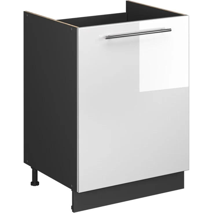 Spülenunterschrank Fame-Line Weiß Hochglanz/Anthrazit 60 cm Vicco – Bild 1