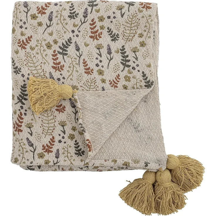 Bloomingville Tagesdecke Filipa, Decke mit Quasten Baumwolle Kuscheldecke Kinderdecke dänisches Design – Bild 1