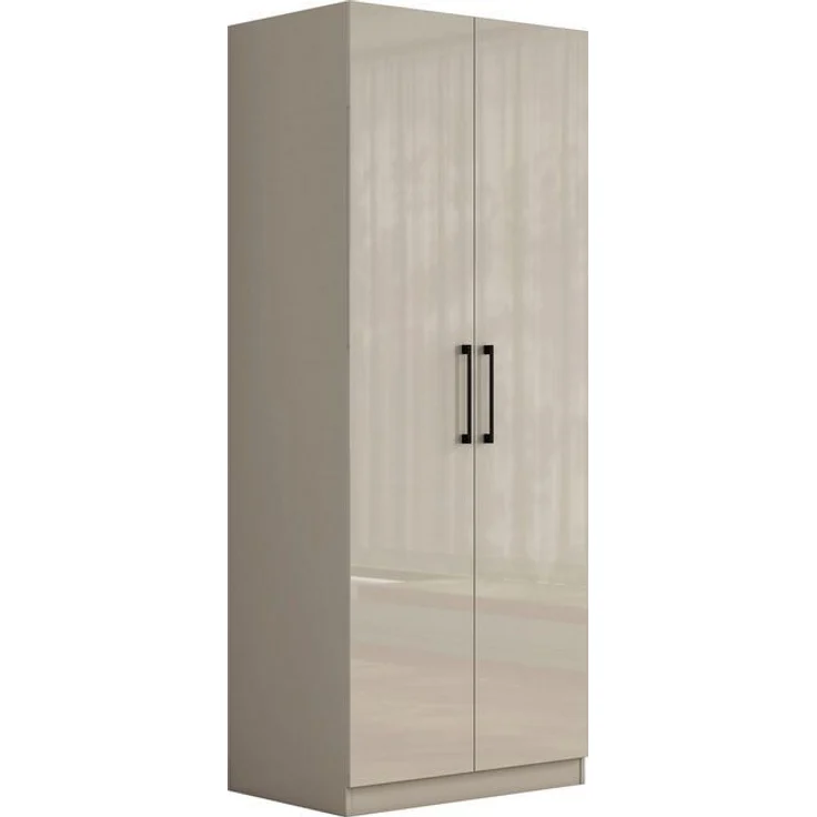 OTTO home Kleiderschrank Sylt Schlafzimmerschrank Garderobe Schrank Bestseller hochglanz (hochwertige Metall Griffe in schwarz) Drehtürenschrank mit perfekter Innenausstattung, Breite 80cm – Bild 4
