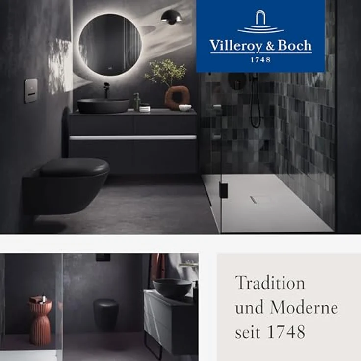 Villeroy & Boch Antao WC-Sitz, Toilettendeckel mit Absenkautomatik, abnehmbarer Toilettensitz aus bruchsicherem Duroplast, Klodeckel Original Ersatzteil, D-Form, Pure Black, matt – Bild 9