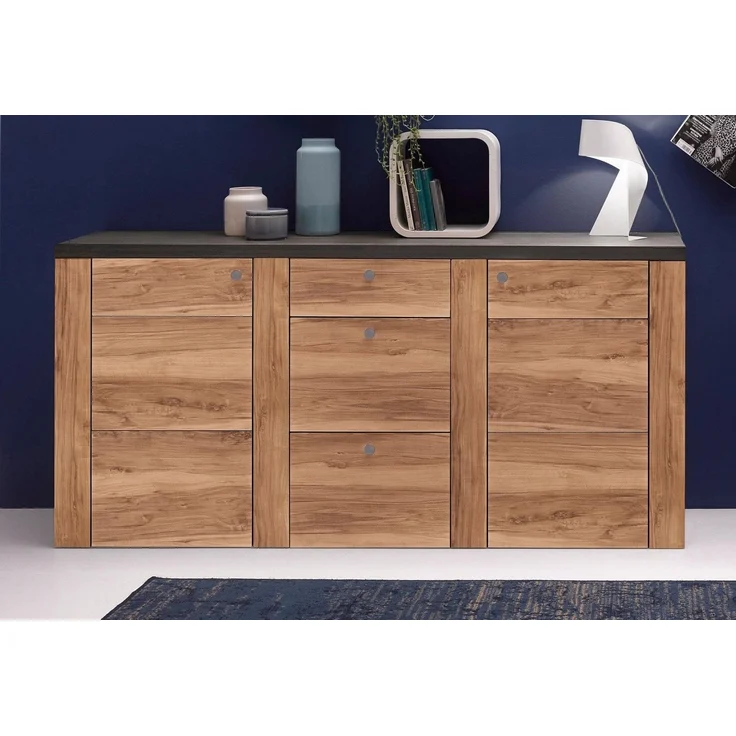 Home affaire Sideboard Larona, zeitlose Kommode mit 2 Türen, 3 Schubkästen, Türkommode, Höhe 84 cm, viel Stauraum, Anrichte mit dekorativer Rahmenoptik – Bild 2