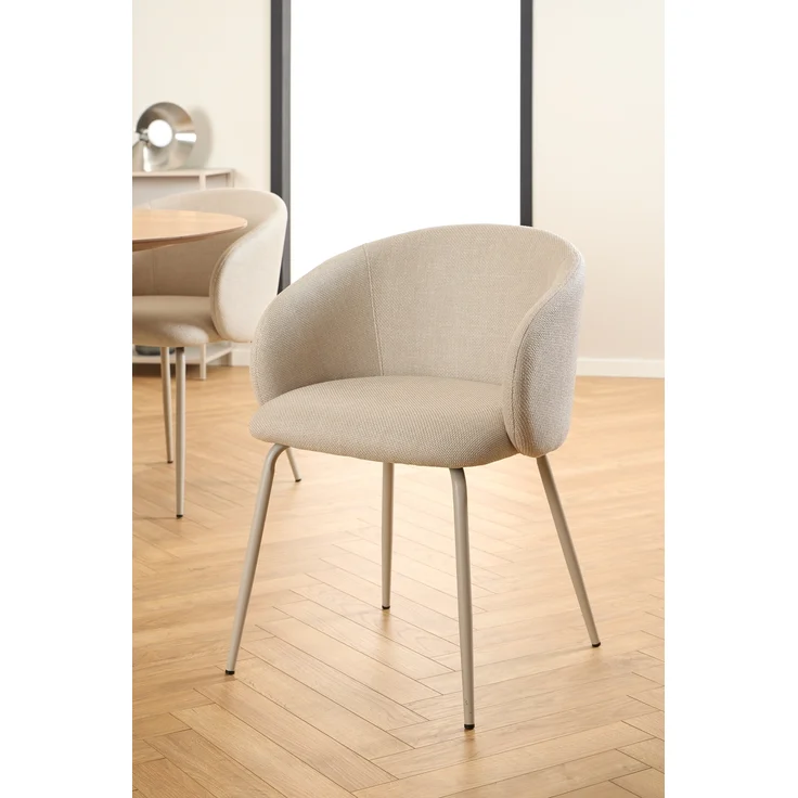 Esszimmerstuhl >Eleanor< (2er-Set) Design 4-Fuß, Bezug beige - 55,5x79x55cm (BxHxT) – Bild 2