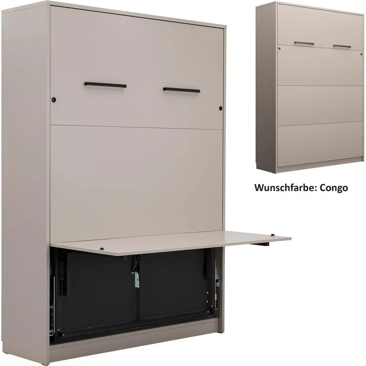 QMM TraumMöbel Schrankbett Wandbett GN 140x200 mit LED, Schreibtisch & 2 Schränken (Set) vertikal klappbar – Bild 5
