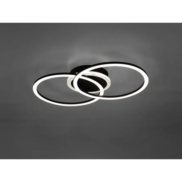 LED Deckenleuchte, schwarz, Ringe, dimmbar, L 50 cm