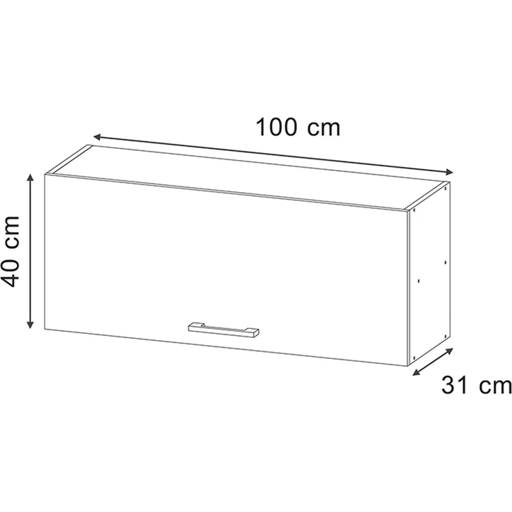 Hängeschrank R-Line Anthrazit Hochglanz/Goldkraft Eiche 100 cm Flach Vicco – Bild 2