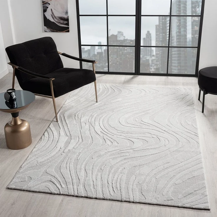 Vimoda Designteppich Teppich Wohnzimmer modern dicht & weich, Rechteckig, Höhe: 11 mm, Einfarbig, Wellenmuster, Läufer, Kurzflor, neues Design, ED Effekt – Bild 1