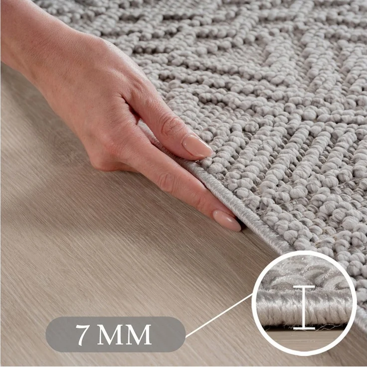 SIMPEX24 Designteppich Einfarbig Boucle Loop, Rechteckig, Höhe: 7 mm, Teppich Wohnzimmer, Schlafzimmer, Gästezimmer – Bild 2