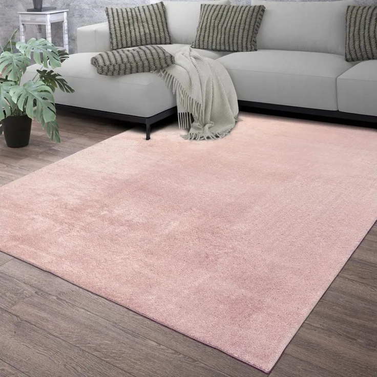 TT Home Teppich Diele, Esszimmer, Flur, Schlafzimmer, Wohnzimmer, Rechteckig, Höhe: 14 mm, Wohnzimmer Kurzflor Einfarbig Modernes Design Waschbar