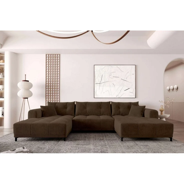 99rooms Massimo Wohnlandschaft Cordstoff POSO Braun mit Schlaffunktion – Bild 5