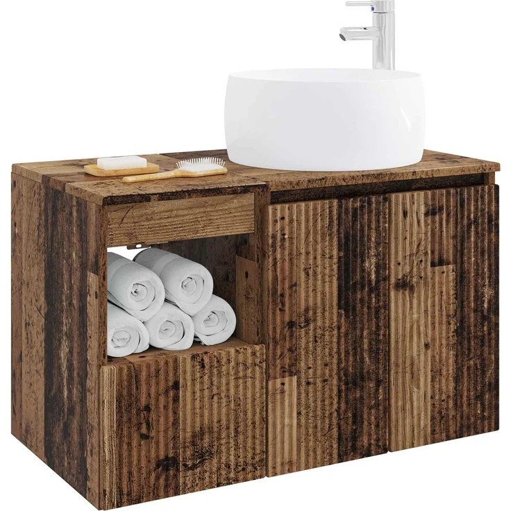 vidaXL Badezimmerschrank-Set 2 stk. Altholz 79,5 x 44,5 x 80 cm 3404102 – Bild 3