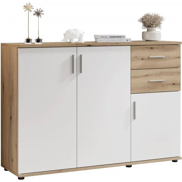 Kommode BC1040 Beistellkommode Evoke Eiche Nb. / Weiß ca, 120/84/35 cm