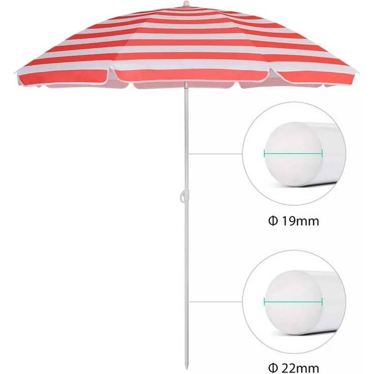 Sekey 160 cm Sonnenschirm Strand mit Schutzhülle für Balkon Garten & Terrasse Neigungswinkel und Höhe verstellbar, Rund – Bild 4