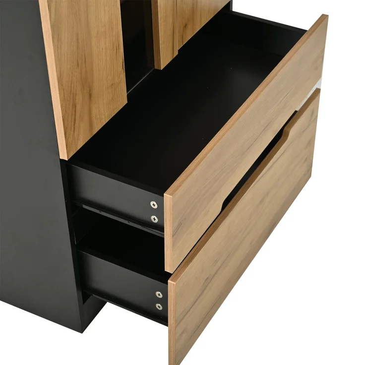 Vitrinenschrank 70x35x180 cm mit LED-App-Steuerung, 3 Türen und 2 Schubladen – Bild 9