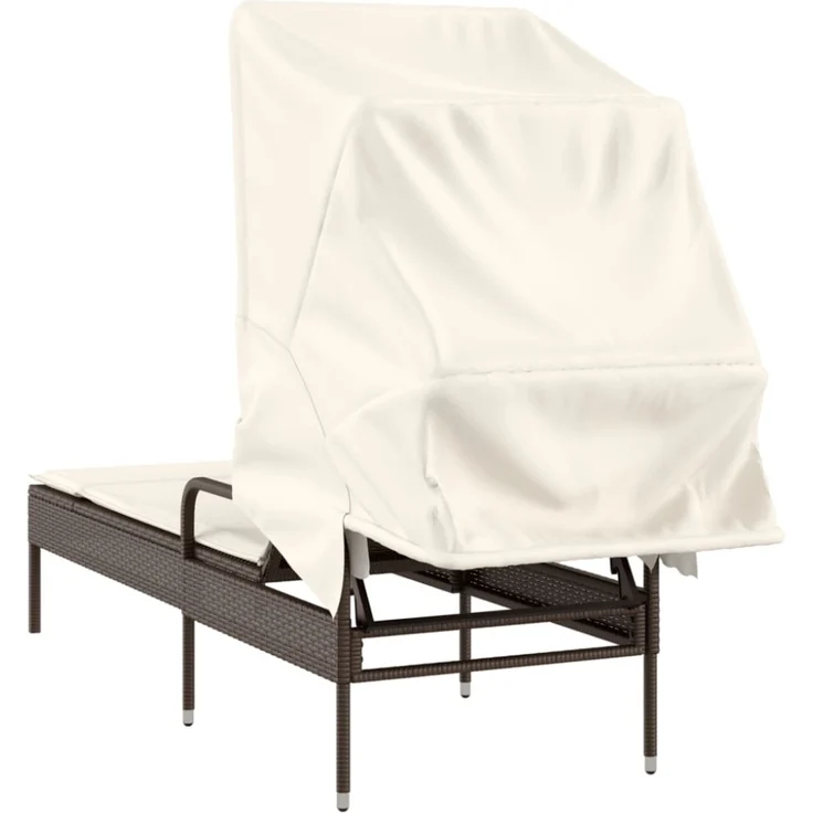 vidaXL Sonnenliege mit Dach Braun Poly Rattan 368189 – Bild 8