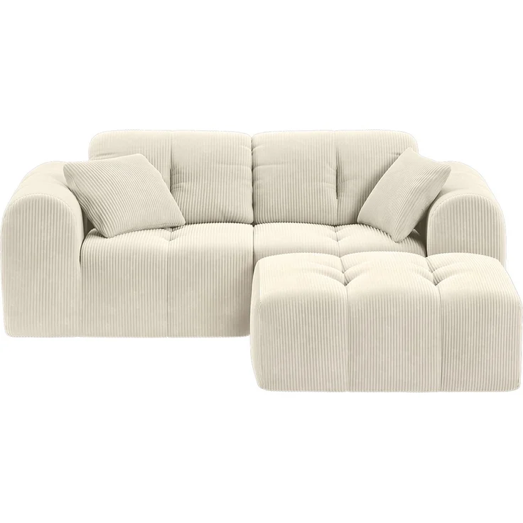 skølm 'Vanaheim' Sofa 2 Sitzer mit Hocker & 2 Kissen, Cloud Sofa Cord beige, Vollschaumcouch mit Federkern und Vakuum-Kompression, kein Aufbau erforderlich – Bild 12