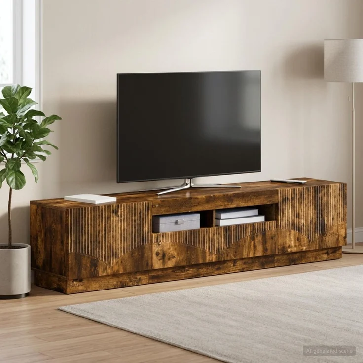 vidaXL LED-TV-Schrank HOORN 3 stk. Raucheiche Holzwerkstoff 3416846 – Bild 3