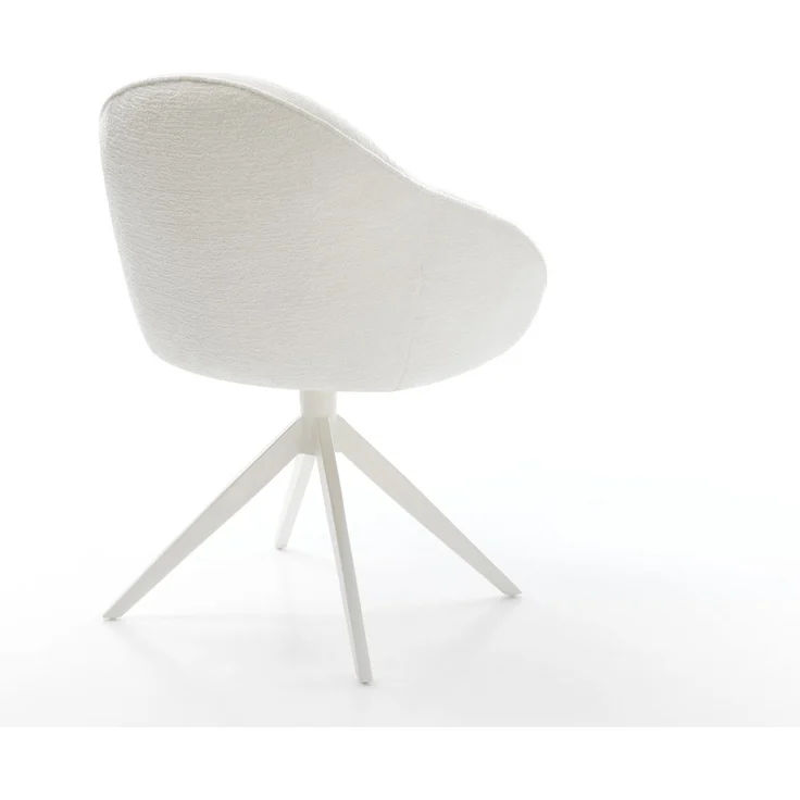 Drehstuhl Gaio-Flex Bouclé Soft Beige Kreuzgestell breit Weiß 360° drehbar Wippfunktion – Bild 5