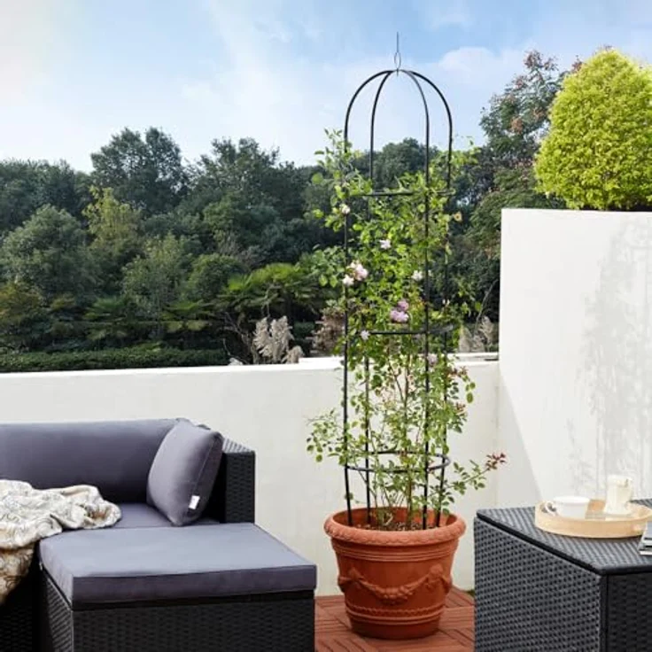 Gardebruk Rosensäule 2er Set Rosenbogen Rankgitter Obelisk Rankhilfe 200x40 cm pulverbeschichtetes Metall witterungsbeständig – Bild 3