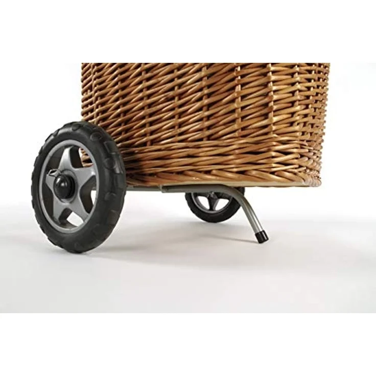 Kobolo Kaminholzkorb Holzwagen aus Vollweide mit Rollen und Griff – Bild 5