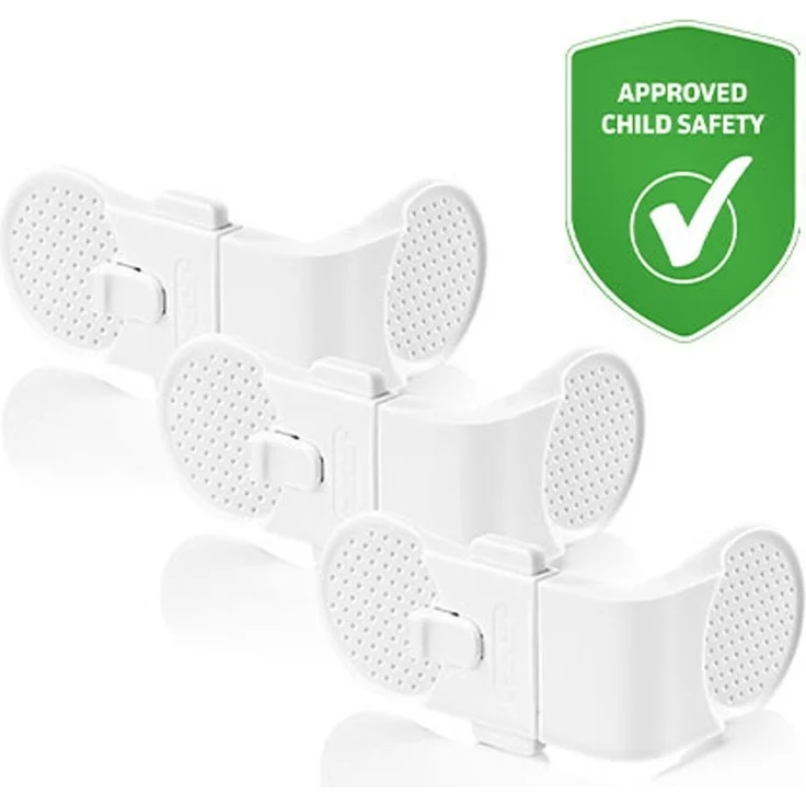 reer Vorteilspack Schrank- und Schubladensicherung, 3er Set, Klemmschutz, Kinder Sicherung, Weiß, 71080 – Bild 1