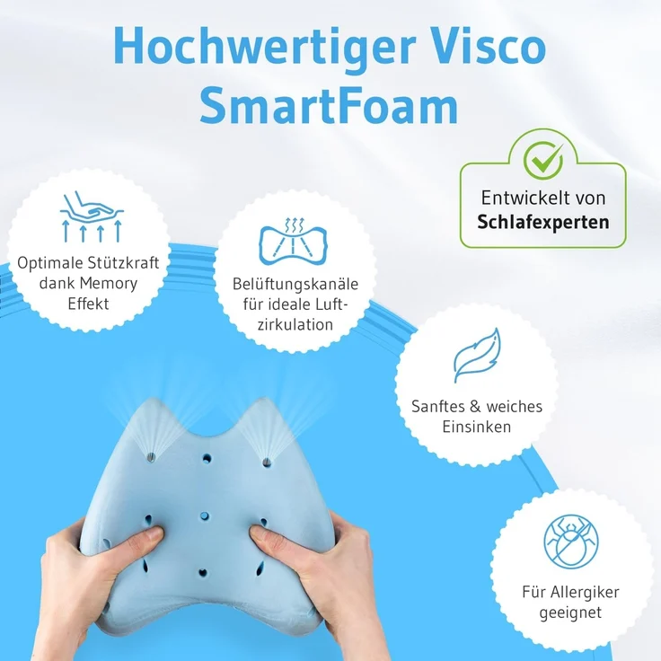 Third of Life Kniekissen für Seitenschläfer mit Thermo-Bezug, Knie-Stützkissen mit Visco-Schaum – Bild 2