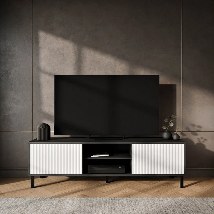 Planetmöbel TV-Schrank Liora TV Board, Lowboard 150 cm lang, TV Kommode (für Fernseher bis 65 Zoll, 1-St, Fernsehtisch für Wohnzimmer, viel Stauraum) Fernsehschrank mit zwei offenen Fächern – Bild 2