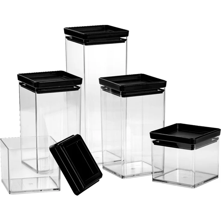 Homeware Vorratsdosen Set 5-tlg, Kunststoff klar, 15 x 23 x 28 cm, stapelbar – Bild 1
