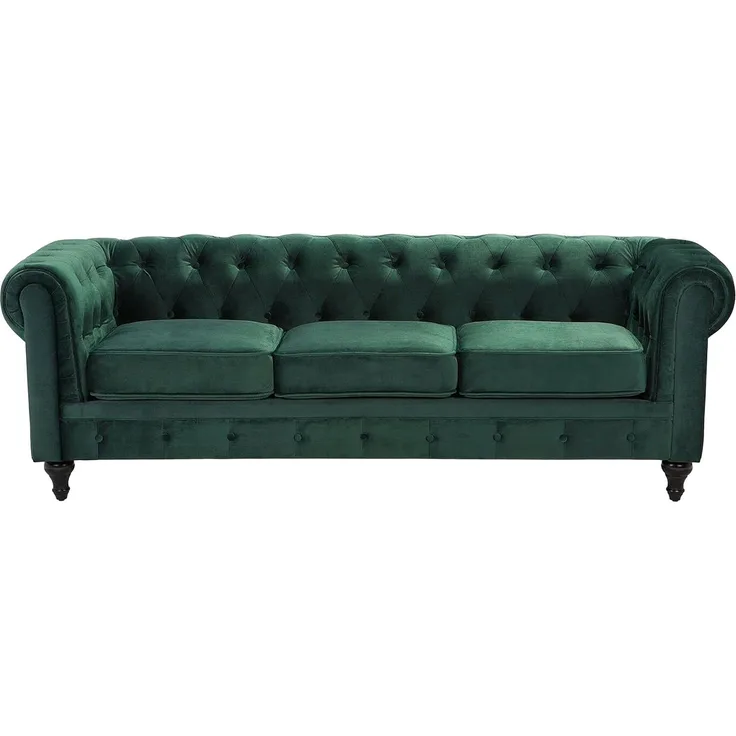 3-Sitzer Sofa Samtstoff grün CHESTERFIELD