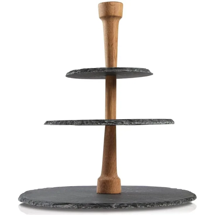 Boska Party Tower-Käse, Tapas oder Snacks servieren-drei Ebenen-Schiefer-Schwarz-Braun - 330 x 300 x 300 mm