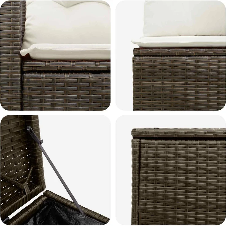 vidaXL Sofa Set 5 stk. Braun und Creme Weiß Polyrattan und Stahl 3447874 – Bild 6