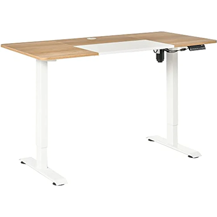 Vinsetto Schreibtisch Elektrischer Tischgestell mit Motor Computertisch (Stehschreibtisch, 1-St, Arbeitstisch), Metall Spanplatte Natur+Weiß 140 x 70 x 72-116 cm – Bild 2