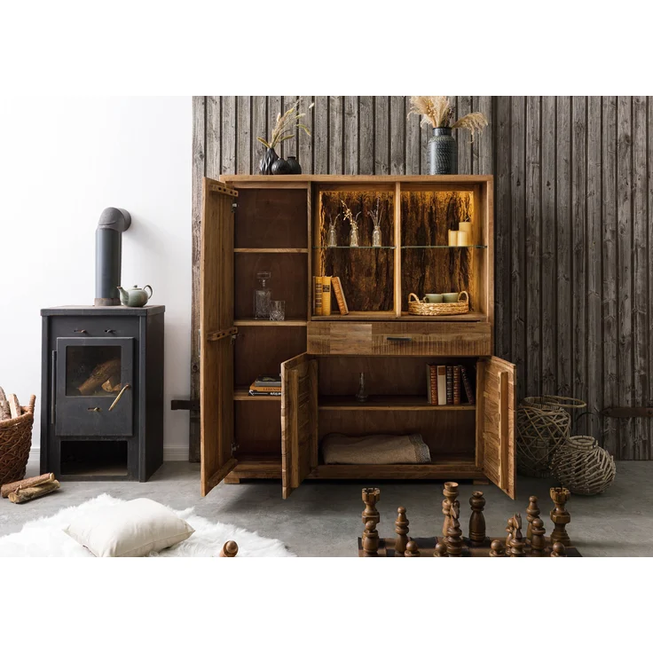Highboard Akazie 140x40x150 natur lackiert BARK #115 – Bild 4