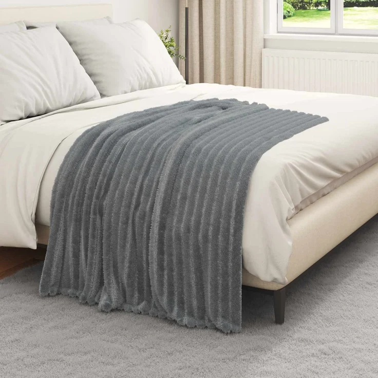 vidaXL Wohndecken 6 Stk. Dunkelgrau 150 x 130 cm 2.85 Fleece 42016873 – Bild 3