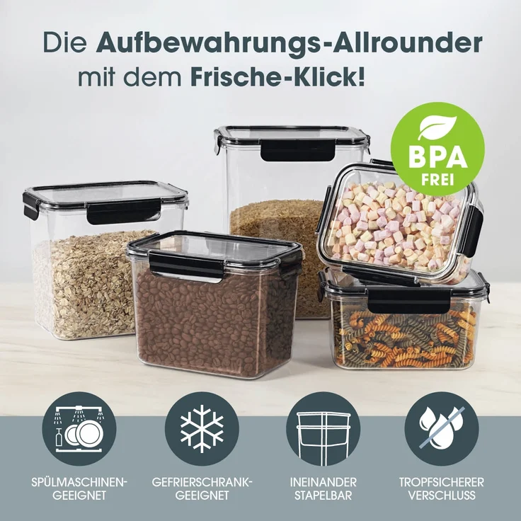 GOURMETmaxx Frischhaltedosen Klick-it 10-tlg. schwarz – Bild 2