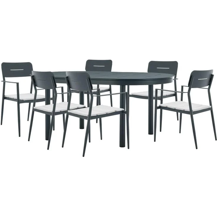 Vente-unique - LOTTYS Gartenessgruppe Metall Grau - B 56 cm99 cm x H 86 cm75 cm x L 56 cm220 cm170 cm – Bild 2