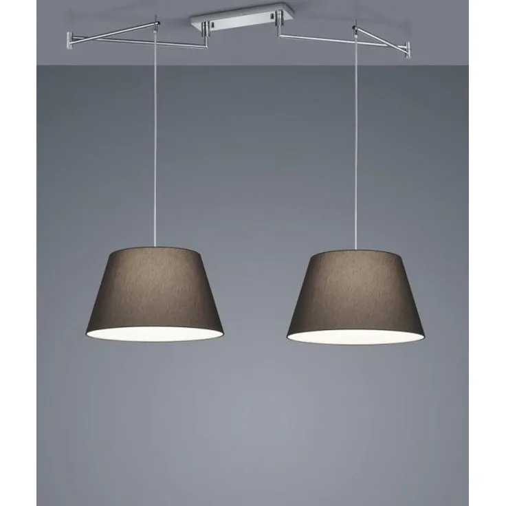 helestra Pendelleuchte 'CERTO 1', 2-flammig, E27, IP20, chrom/anthrazit, 180 x 45 x 49 cm