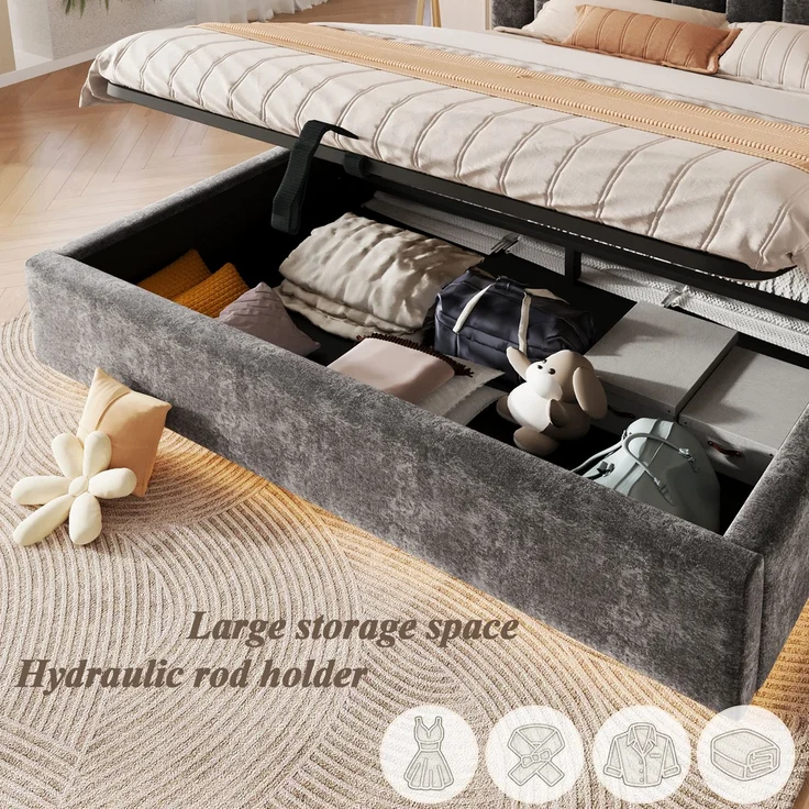TavilaEcon Boxspringbett Polsterbett mit sicherer Matratzenfixierung & Abgerundete dunkelgrau Liegefläche 180 × 200 cm – Bild 7