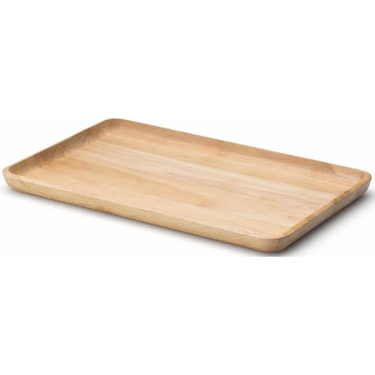 Continenta Tablett Rechteckig, Serviertablett, Holztablett, Frühstückstablett, Gummibaumholz, 34x21 cm, 3287
