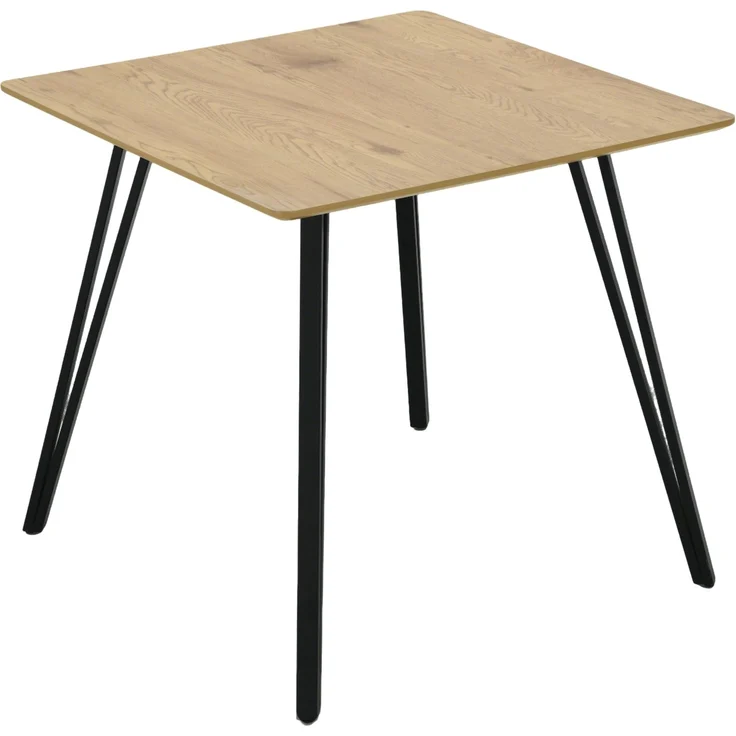 Esstisch >Fiete< in Eiche Dekor, schwarz, MDF, Metall - 80x75x80cm (BxHxT) – Bild 2