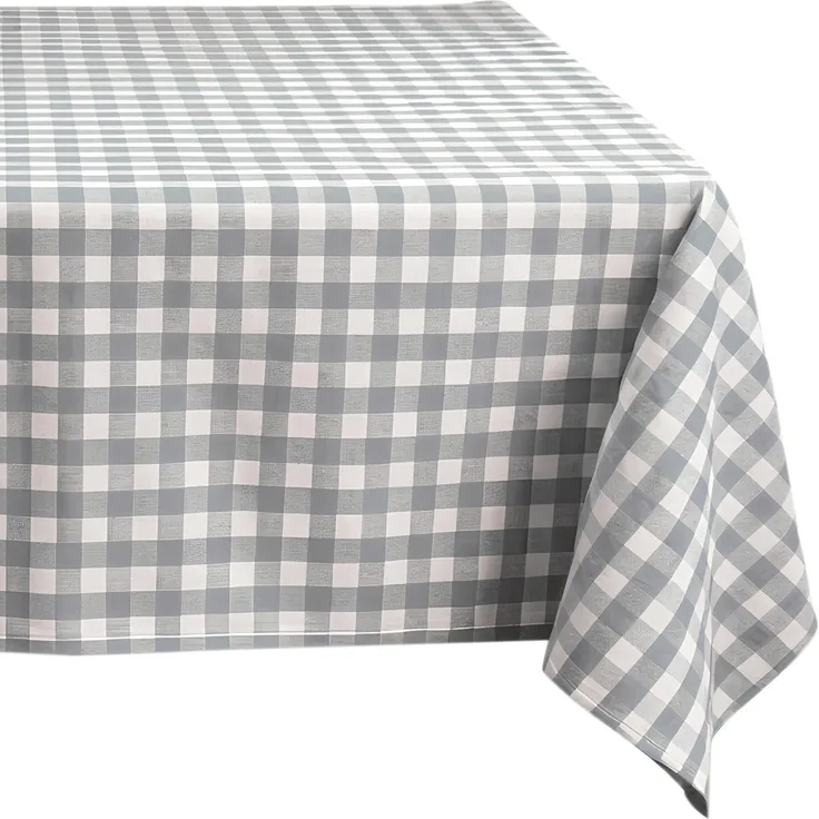 Comart, Quadratische Tischdecke für Küche und Außenbereich, schmutzabweisend, 100% Polyester, Kariertes Design, maschinenwaschbar, elegant und strapazierfähig, rechteckig 132x228 cm, Farbe Grau