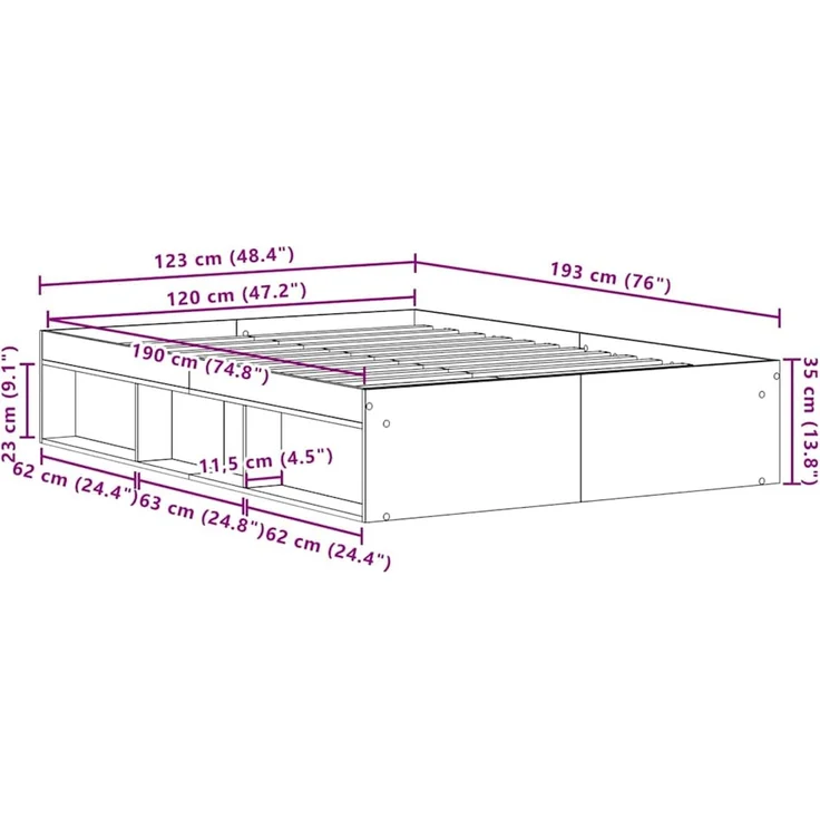 vidaXL Bettgestell ohne Matratze Schwarz Eichen-Optik 120x190 cm 3329337 – Bild 10
