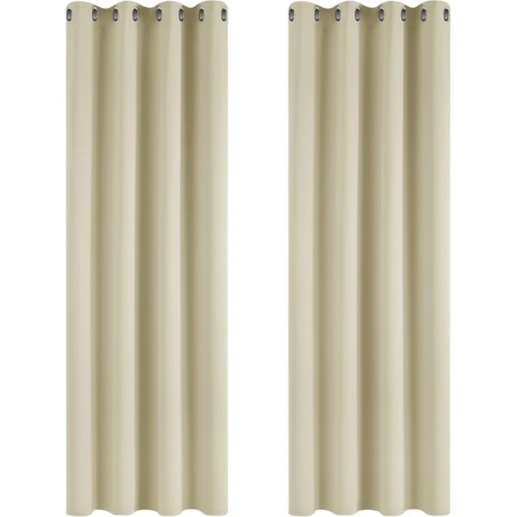 Deconovo Verdunkelungsvorhang Gardine Kinderzimmer Verdunkelungsgardine Kälteschutzschal, 214x132 cm(HöhexBreite), Beige, 2er Set – Bild 1